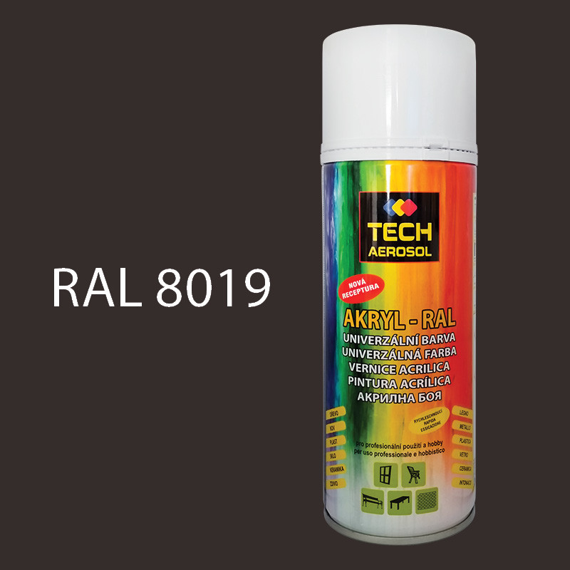 Barva ve spreji akrylová TECH RAL 8019 400 ml