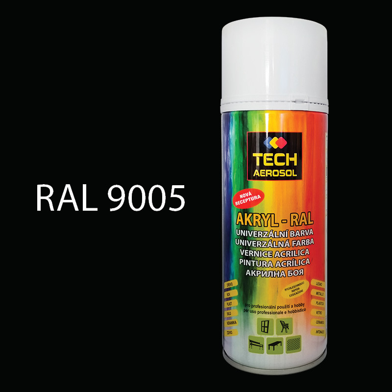 Barva ve spreji akrylová TECH RAL 9005 (èerná lesklá) 400 ml