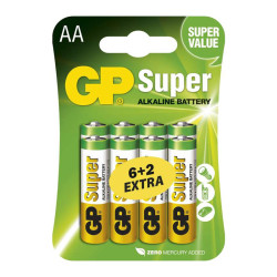 Baterie GP Super alkalické AA / balení 6+2 ZDARMA (B13218)