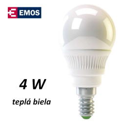 LED žárovka EMOS RS-line mini globe 4W TEPLÁ BÍLÁ E14 (Z74610)