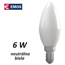 LED rovka EMOS candle 6W NEUTRLN BL E14 (ZQ3221)