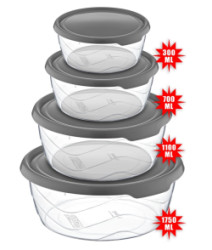 Ndoba skladovac kulat sada 4ks (300-700-1100-1750 ml)