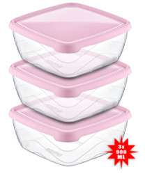 Ndoba na potraviny tvercov sada 3ks (3*900 ml)