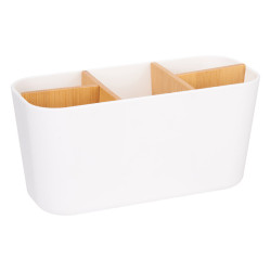 Organiz�r koupelnov� s 5 p�ihr�dkami b�l�/bambus