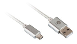 Kabel USB A/microUSB B 1 m, opltan, metal, propojovac STBRN (GOGMICUSB100MM05)
