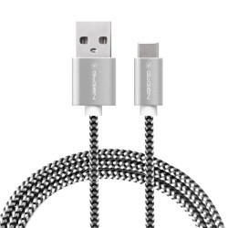 Kabel USB/USB-C, 1 m, opleten - stbrn (GOGUSBAC100MM24)