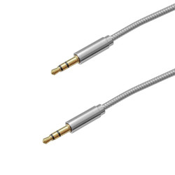 Kabel AUX jack 2x3,5mm, 1m, stbrn