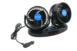 Ventiltor MITCHELL DUO 2x130mm 12V na palubn desku s teplomrem