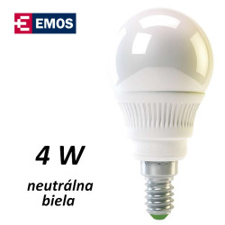 LED žárovka EMOS RS-line mini globe 4W NEUTRÁLNÍ BÍLÁ E14 (ZQ1211)